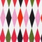 White-Red-Multi Diamond Printed Stretch Cotton Twill Sateen Woven Fabric By the Yard